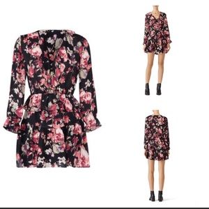 Joie | Joada Floral Ruffle Neck Silk Dress XS